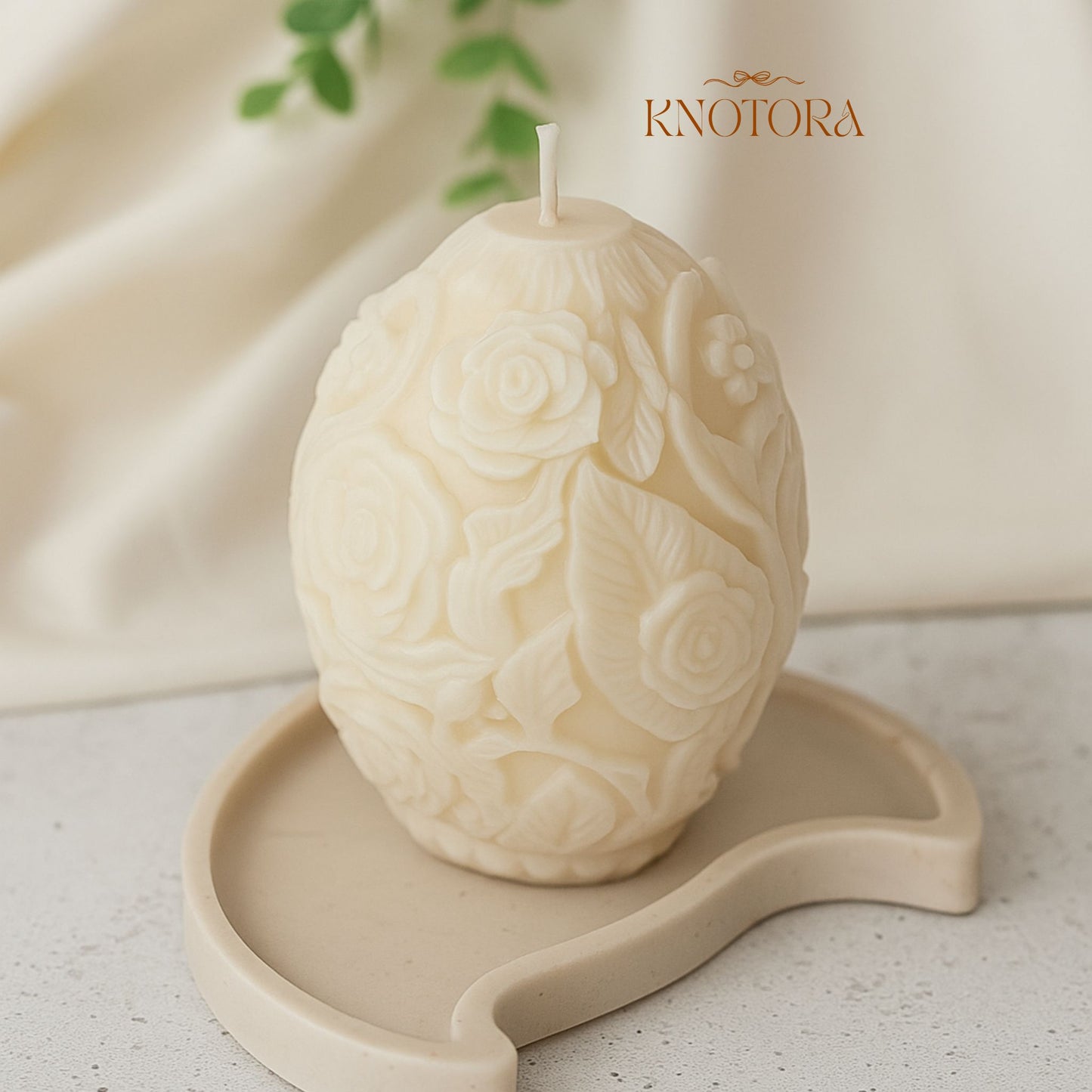 Egg Shape Floral Candle