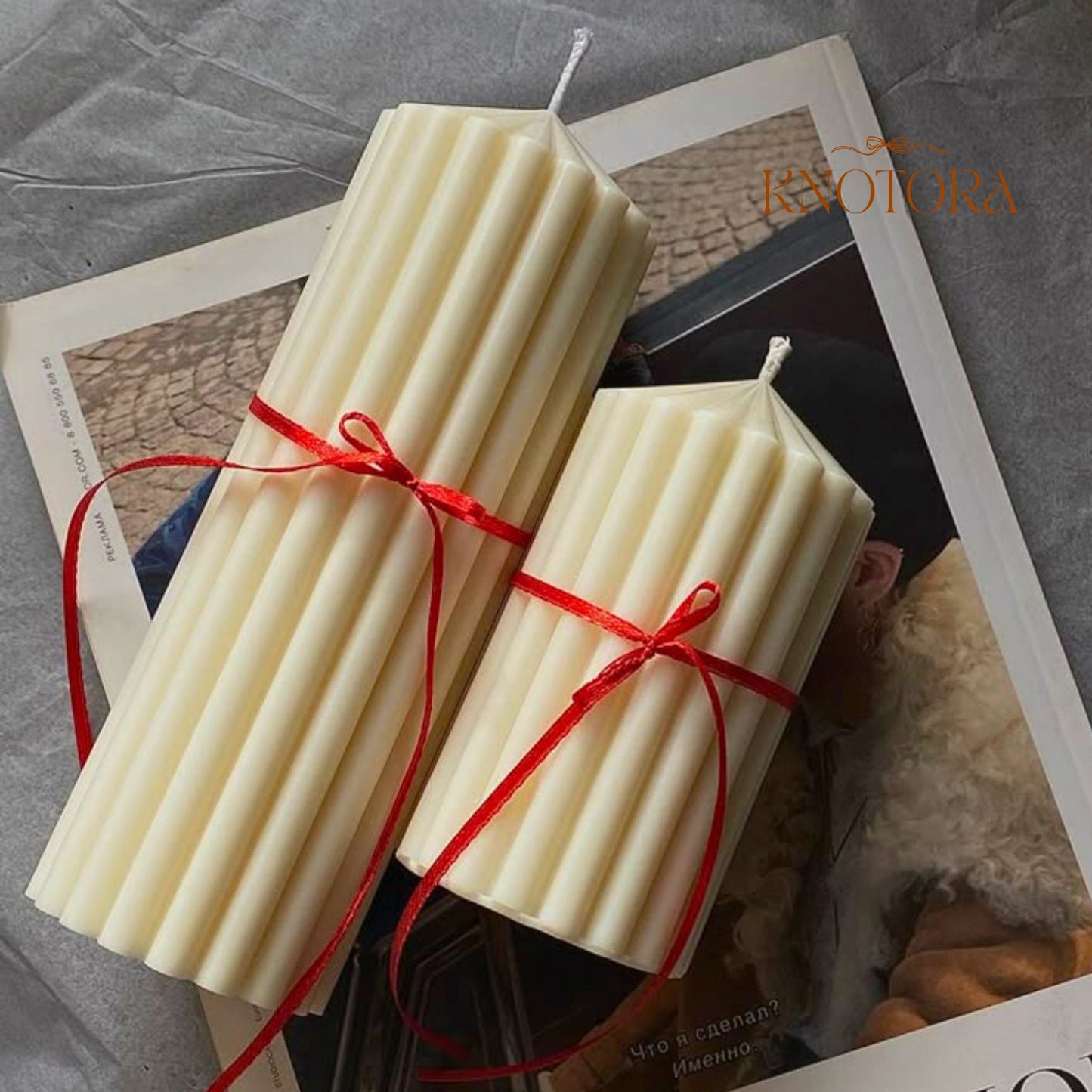 Texture Ribbed Pillar Candle