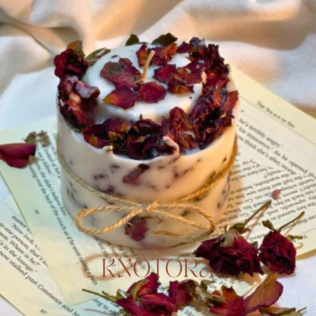 Romantic Rose Candle - with Dried Rose Petals