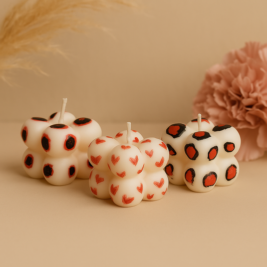 Hand Painted Mini Bubble Candles ( set of 3 )