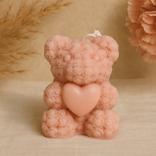 Rose Teddy Bear Candle