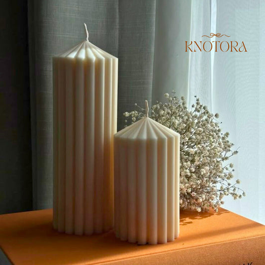 Texture Ribbed Pillar Candle