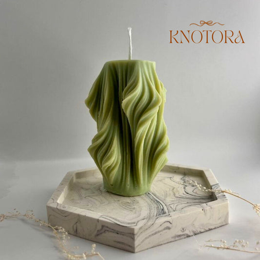 Wavy Pillar Candle – Modern Elegance in Every Curve
